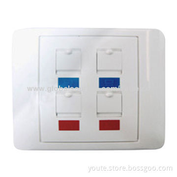 Faceplate with Shutter, 86 Types, 4 Port